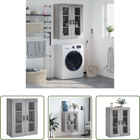 Holzschrank - Wandschrank Grau Sonoma 69,5x34x90 cm (1/5)