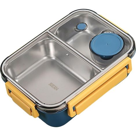 Edelstahl-Lunchbox, auslaufsicher, unterteilter Frischhaltebehälter, tragbares Geschirr für Schule, Picknick, Outdoor-Lunchbox