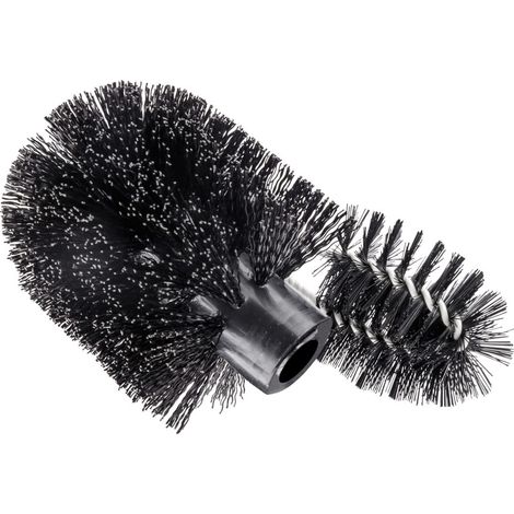 Brosse de rechange avec brosse pour rebords Ø 8 cm - Porte-brosse WC, Plastique, 8 x 8 cm, Noir (1/2)