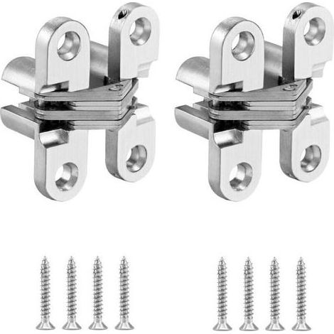 Jeu de 2 charnières invisibles, charnières croisées pour portes pliantes, vis incluses, 4513mm (1/4)