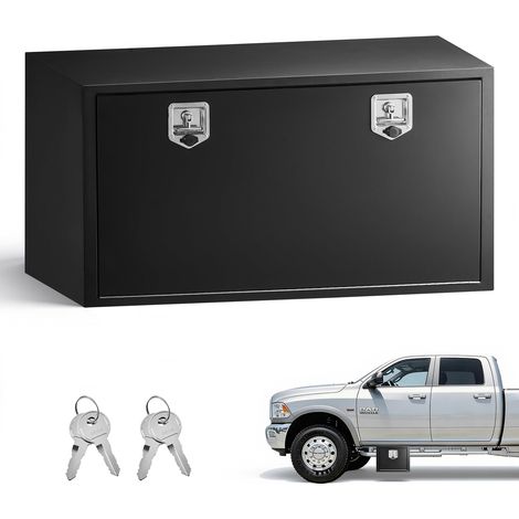 Boîte à Outils pour Camion 1219x609x609 mm, Coffre à Outils sous Châssis ou sous Plateau, Rangement pour Benne Camionnette Fourgonnette Remorque SUV, en Acier Robuste avec Serrure et Clés, Noir (1/5)