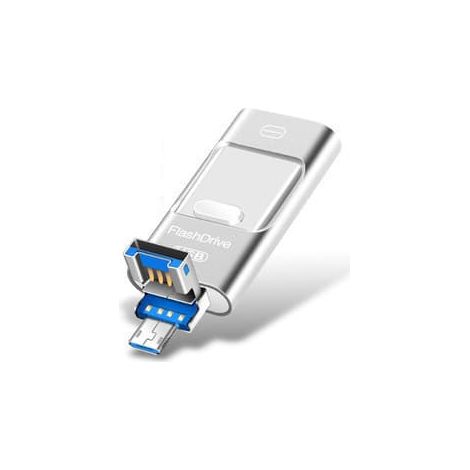 Clé USB photo pour iPhone, stockage externe, clé USB certifiée MFi avec transferts rapides, mémoire USB multi-interface, Plug and Play, argent 32 Go (1/5)
