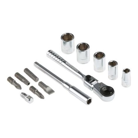 Facom – Coffret cliquet et douilles 1/4'' R1PICOPB – 1 cliquet flexible 180° – 5 douilles 6 pans 6-13mm – Rallonge 100mm – 15 embouts (1/10)