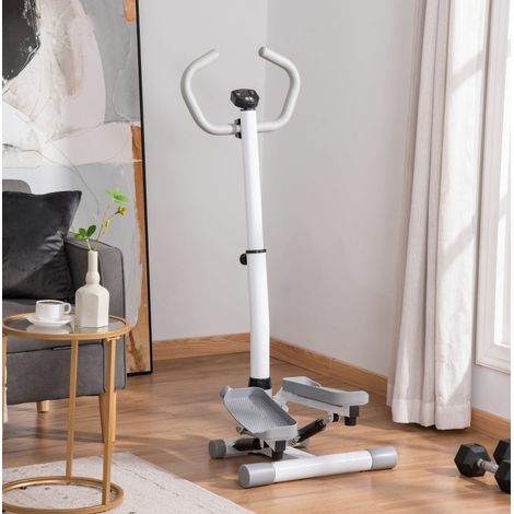 Stepper de hogar con pantalla LCD, altura regulable, metal y ABS, blanco y gris DESVIAE