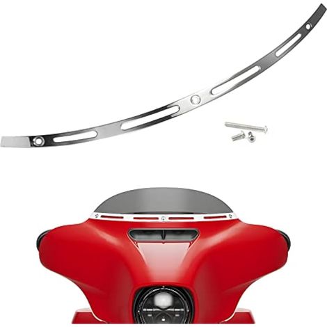 Garniture de Pare-Brise Fendue en Chrome Poli en Acier Inoxydable Compatible avec Harley 2014-2023 Touring Electra Glide Street Glide Ultra Limited Tri Glide Aluminium CNC Cut