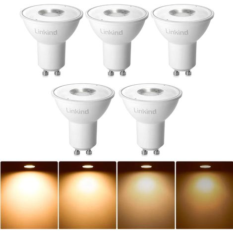 Ampoules LED GU10 Dimmable 5.7W=75W, Blanc Chaud 2700K, 600 lumens, Ampoules LED Spot PAR16, Large Faisceau 110°, Lot de 5 (1/5)