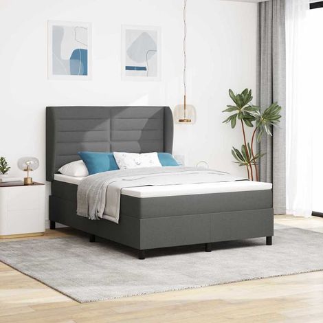 vidaXL Boxspringbett mit Matratze Dunkelgrau 160 x 200 cm Stoff (1/5)
