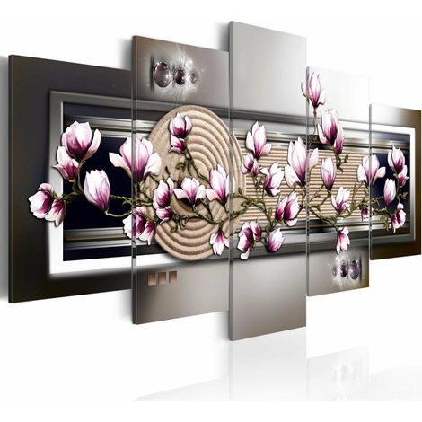 Tableau magnolia et jardin zen - 200 x 100 cm (1/4)