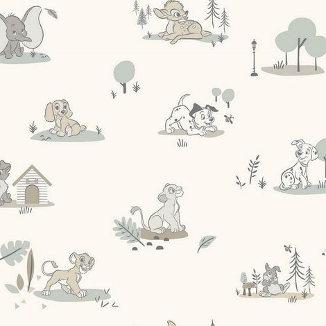 Papier Peint Mural Bébés Animaux Disney Noir et Blanc (1/5)