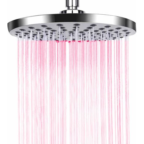 Soffione doccia con led rgb rotondo Ø 20 cm per cromoterapia doccia emozionale doccetta multicolore argento (1/5)