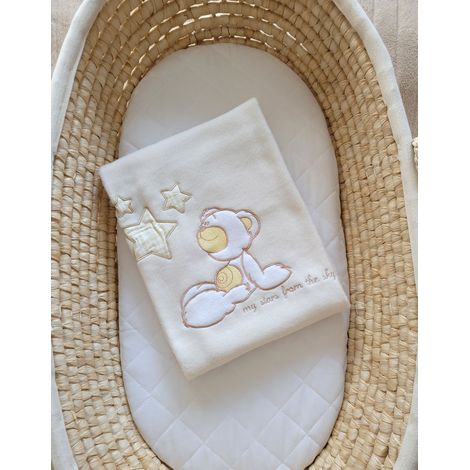 Coperta in pile per neonati - Carlo - Orsetto con stelle, crema (1/3)
