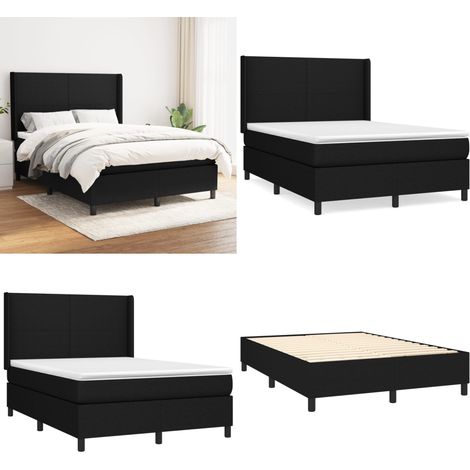 Boxspringbett mit Matratze Schwarz 140x200 cm Stoff - Boxspringbett - Doppelbett - Schlafraum - Bettenrahmen - Massivholzbette - Home & Living (1/5)