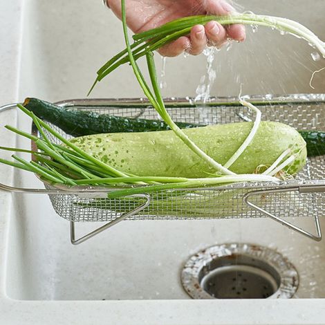 Égouttoir en acier inoxydable pour lave-vaisselle, porte-vaisselle et porte-baguettes, petit format, égouttoir télescopique portable pour bac à légumes, porte-vaisselle et porte-baguettes (1/5)
