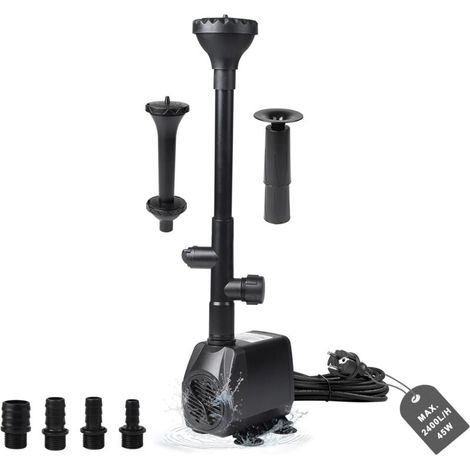 Pompe Bassin Exterieur Pompe à Fontaine 2500L/H Pompe à Eau Pomp Ruisseau 45W Aquarium Pompa Submersible Pomp Fontaine Exterieur Pomp de Filtration avec 4 Buses, 5M Câble, 3 Styles de Fontaines (1/5)