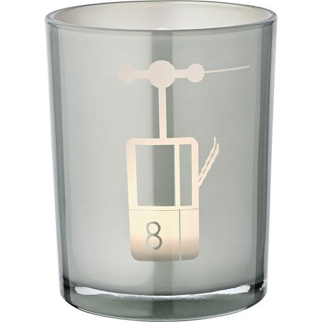 Photophore Lanterne en Verre Cristal Gris avec Motif Téléski pour Bougie H 13 cm Ø 10 cm - PANGIVO (1/5)
