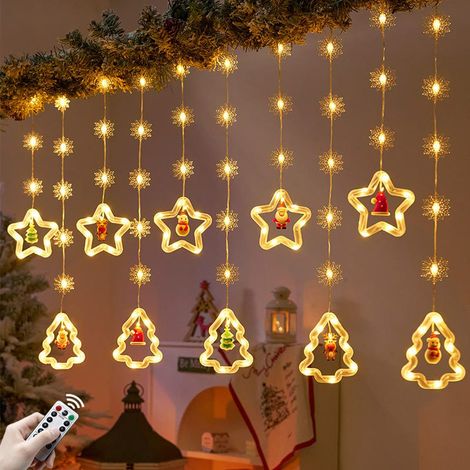 Guirlande lumineuse LED de 3 m pour l'extérieur et l'intérieur, rideau lumineux de Noël USB avec télécommande et crochets, étanche IP44, 8 modes (1/5)