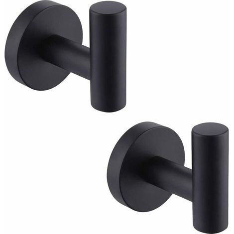 Set di 2 ganci da parete per asciugamani da bagno, ganci in acciaio inox nero opaco per porta asciugamani e stoccaggio (1/5)