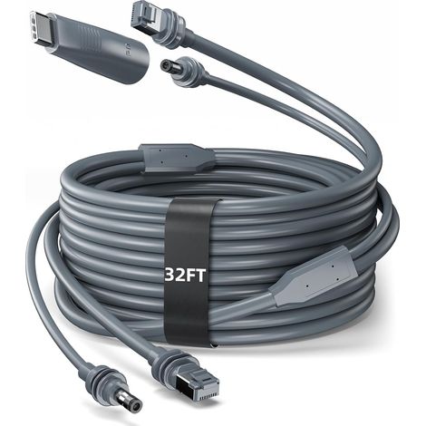 Câble 10 m – Câble DC/RJ45 vers DC/RJ45 avec adaptateur DC vers USB-C, rallonge de rechange étanche pour câble d'alimentation (1/5)