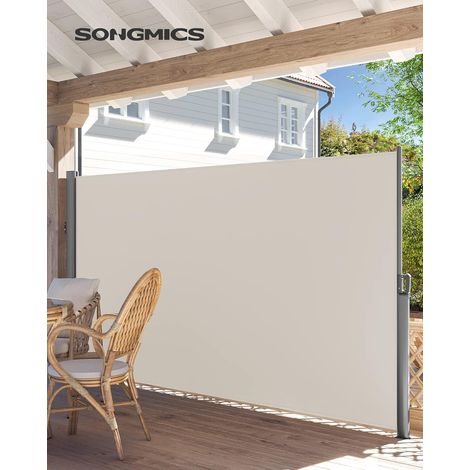 Songmics – Paravent extérieur rétractable 350 x 180 cm – Protection visuelle en aluminium inoxydable – Tissu 280 g/m² déperlant – GSA185E