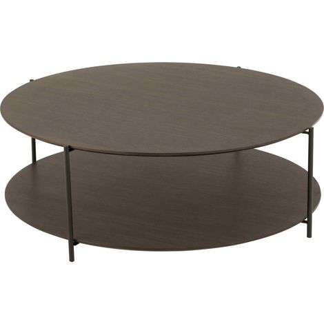 Table basse ronde marron foncé bois et métal design contemporain - Marron foncé bois naturel (1/5)