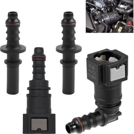 2 Ensemble 7.89mm à 8mm Voiture Carburant Tuyau Rapide Libération Connecteur, Adaptateur de Ligne de Carburant Voiture, Coupleur de Tuyau d’Essence, Raccord Rapide Gasoil, (90 Degrés et Droit) (1/5)