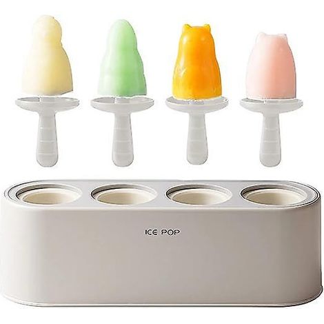 (blanc Cass) Moules Crme Glace En Silicone En Forme De Dessin Anim - Sans Bpa - Rutilisables - Pour Faire Des Sucettes Glaces Et De La Crme Glace (1/4)