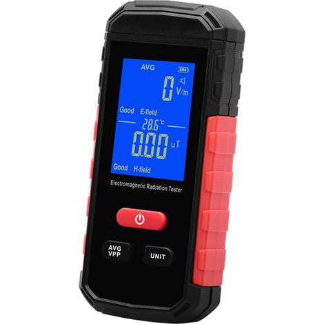 Digitales elektromagnetisches Strahlungsmessgerät, hintergrundbeleuchtetes LCD-Display, Alarmfunktion, Mittelwert-/Spitzenwertmodus, wiederaufladbar (für Haushaltsgeräte, Büros)