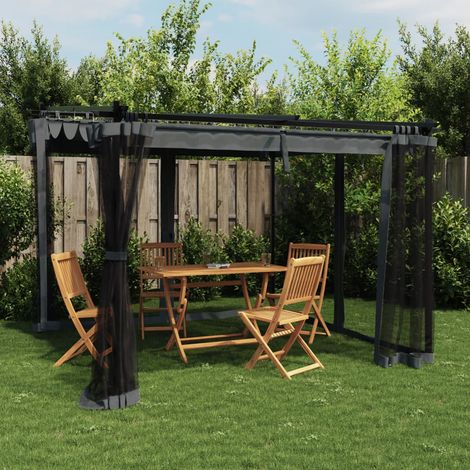 vidaXL Gazebo with Mesh Walls Anthracite 3x3 m Steel (1/5)