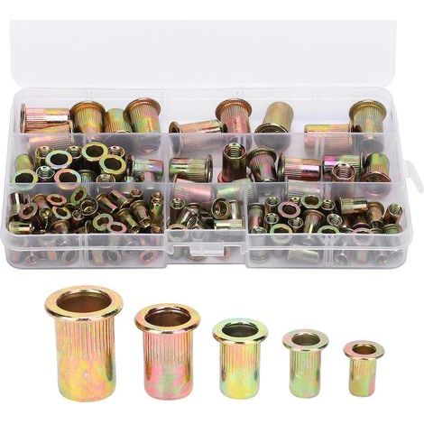 Colored zinc rivet nuts, 120 pieces, box M4/5/6/8/10, combined vertical thread (1/5)