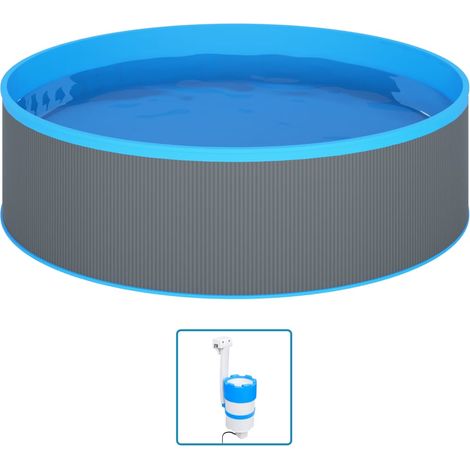 Maison Exclusive - Piscine avec écumoire suspendue et pompe 350x90 cm Gris