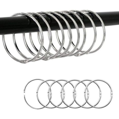INF Anneaux de rideau ouvrables 30 pièces Argent 60 mm Argent argent NETTOYAGE (1/5)