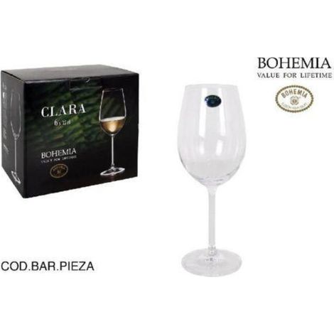 35 cls copa vino blanco cristal fino bohemia mod clara - caja presentacion 6 unidades