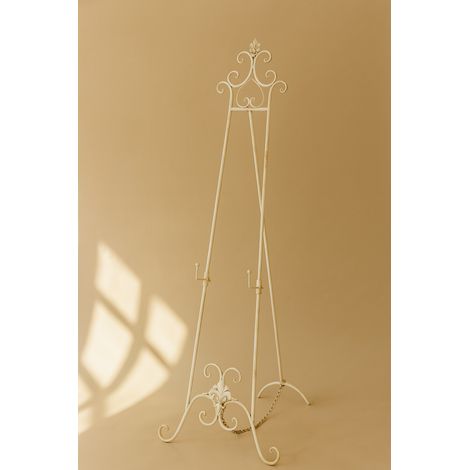 Wrought iron picture frame holder with antique white finish L53xD75xH150 cm