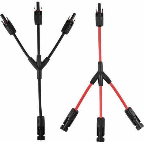 KZQ Y Type Solar Connectors, 2 pcs (1 to 3 Branches) Professional Waterproof Solar Panel Connector, Solar Panel Cable, for Parallel Connected Photovoltaic Panels MMF + FFM
