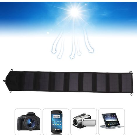 Panneau solaire pliable de 20 W, silicium monocristallin, double sortie USB, 5 V, batterie externe portable pour le camping et la recharge de téléphones portables. (1/5)