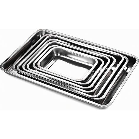 Plateau en inox 304 qualité alimentaire, 1,2 mm, 60 x 40 x 2 cm