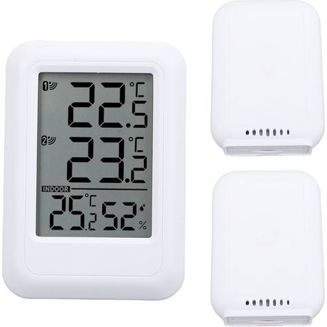 Thermomètre Hygromètre Intérieur Extérieur Sans Fil Grand Écran 2,56" Portée 100m 2 Capteurs (1/5)
