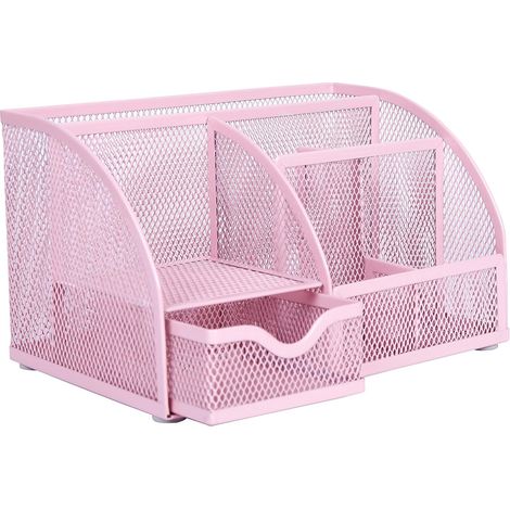 1 Pcs Organisateur de Bureau, Papeterie Organizer (Rose) Pot à stylo, Bureau Ranger, Multifonctions Organisateur (1/5)