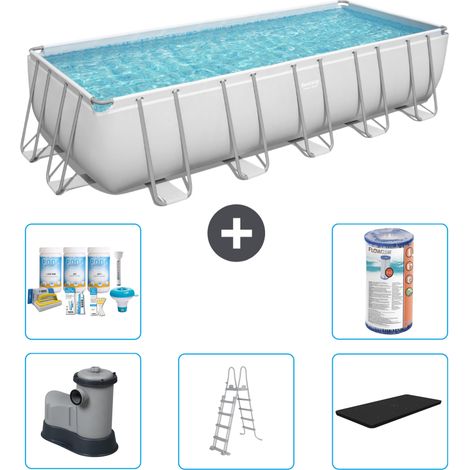 Piscine Rectangulaire Bestway Power Steel - 640 x 274 x 132 - Grise -  Comprend des Accessoires CB29 (1/3)
