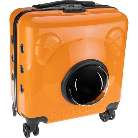 PrimeMatik - Valise de transport des animaux de compagnie en plastique rigide orange (1/5)