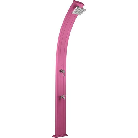 SPRING 30L Formidra Ducha Solar Exterior - Aluminio - Enjuague de Pies, Cabezal y Mezclador - 26x12x228cm - Rosa (1/5)
