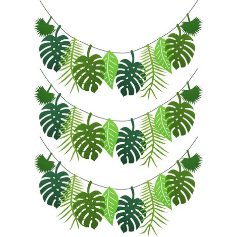 [NIE BENUTZT]Stück Dschungelblatt-Girlande, wiederverwendbar, künstliches Palmblatt, tropisches Banner, künstliche Monstera-Dekoration für hawaiianisches Sommer-Meer-Geburtstagsthema