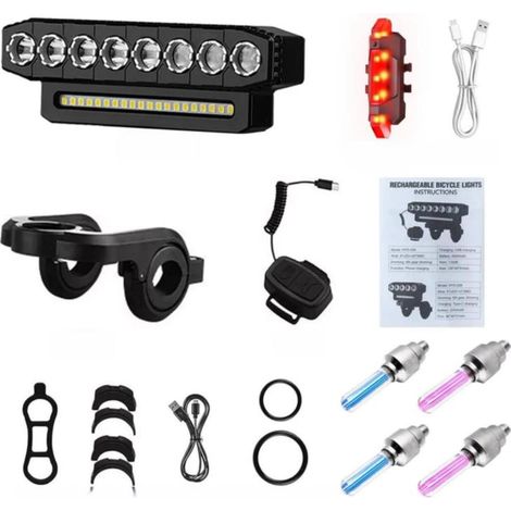 Fahrradlampe mit 4000 mAh/900 Lumen, 6 Modi, wiederaufladbares Rücklicht, 28 LEDs, 130 dB Klingel, HYD-058 Set (Vorderlicht + Rücklicht)