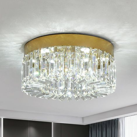 Plafonnier LED luxe or cristal inox, Ø40cm, 3 couleurs réglables (1/5)