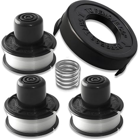 Bobina di ricambio per tosaerba compatibile con i modelli Black & Decker GL250, GL310 e GL360 - Kit di 3 bobine + 1 tappo + 1 molla (1/5)