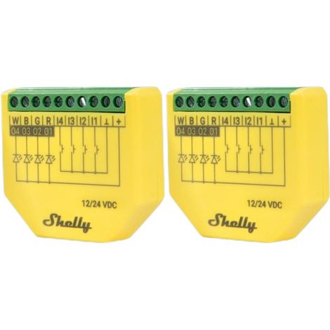 Contrôleur d'éclairage LED SHELLY Plus RGBW, PM, BT, Wi-Fi, encastré, jaune, 2 pièces