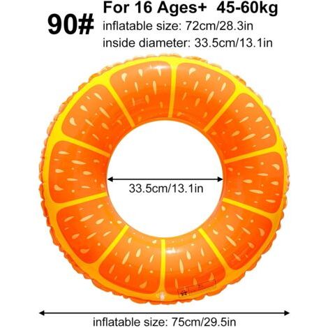 Bouée gonflable épaisse en forme d'orange (1 pièce), idéale pour la piscine et les fêtes d'été à la plage ou à la piscine. (1/5)