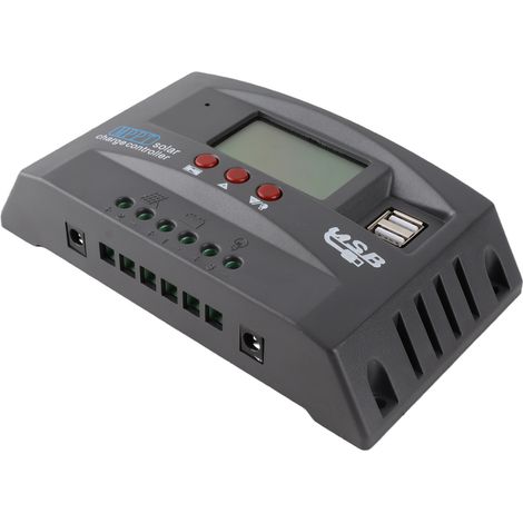 Régulateur Solaire 12V/24V Reconnaissance Automatique Chargeur Solaire Écran LCD Contrôleur de Charge Double USB (1/5)
