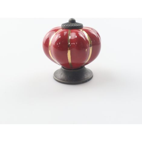 Poignées de tiroir en céramique, poignées de meubles en forme de citrouille pour tiroirs et armoires de cuisine(rouge) (1/5)