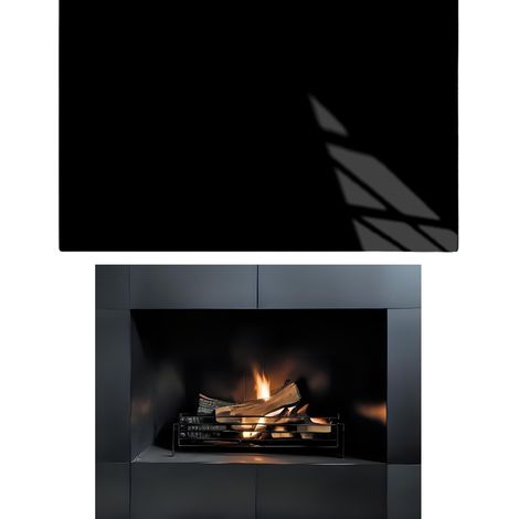 BASE DE CRISTAL PARA CHIMENEA, VIDRIO TEMPLADO NEGRO CABRA. DIMENSIONES: 52 x 45 cm. (1/5)